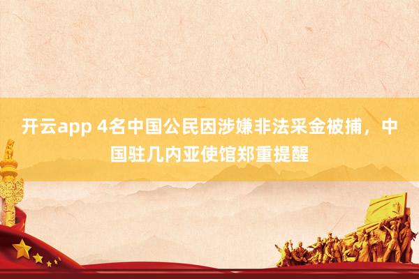开云app 4名中国公民因涉嫌非法采金被捕,中国驻几内亚使馆郑重提醒