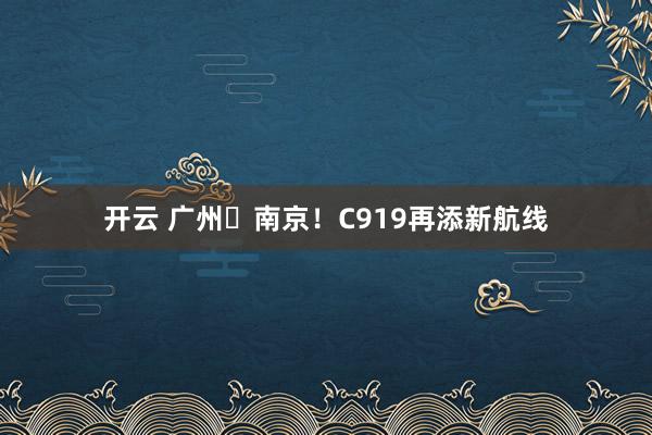 开云 广州⇌南京!C919再添新航线
