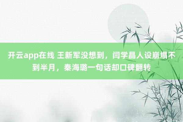 开云app在线 王新军没想到,闫学晶人设崩塌不到半月,秦海璐一句话却口碑翻转