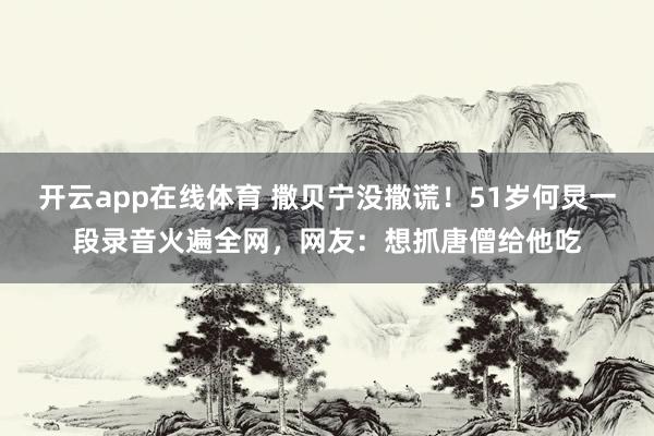 开云app在线体育 撒贝宁没撒谎!51岁何炅一段录音火遍全网,网友:想抓唐僧给他吃