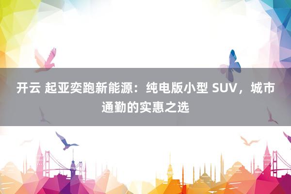 开云 起亚奕跑新能源:纯电版小型 SUV,城市通勤的实惠之选