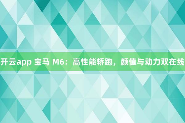 开云app 宝马 M6：高性能轿跑，颜值与动力双在线