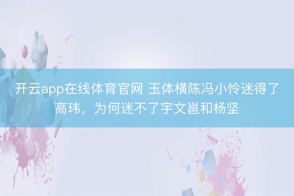 开云app在线体育官网 玉体横陈冯小怜迷得了高玮,为何迷不了宇文邕和杨坚