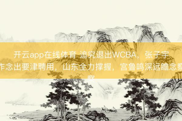 开云app在线体育 追究退出WCBA，张子宇作念出要津聘用，山东全力撑握，宫鲁鸣深远瞻念察