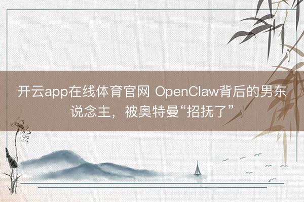 开云app在线体育官网 OpenClaw背后的男东说念主，被奥特曼“招抚了”
