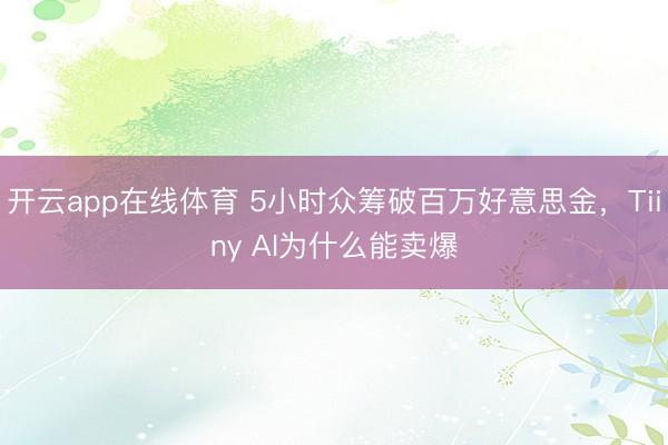 开云app在线体育 5小时众筹破百万好意思金，Tiiny AI为什么能卖爆