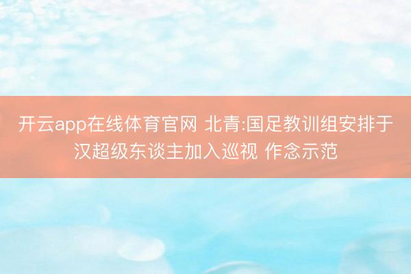 开云app在线体育官网 北青:国足教训组安排于汉超级东谈主加入巡视 作念示范