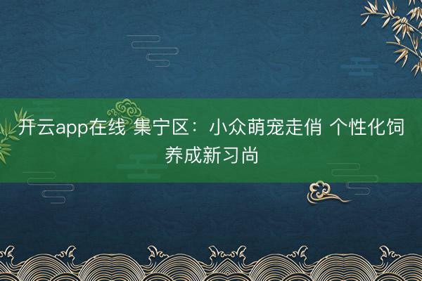 开云app在线 集宁区：小众萌宠走俏 个性化饲养成新习尚