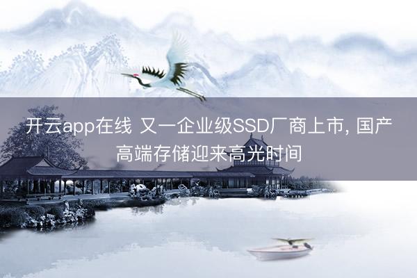 开云app在线 又一企业级SSD厂商上市， 国产高端存储迎来高光时间