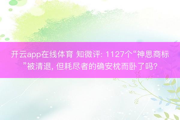 开云app在线体育 知微评: 1127个“神思商标”被清退， 但耗尽者的确安枕而卧了吗?