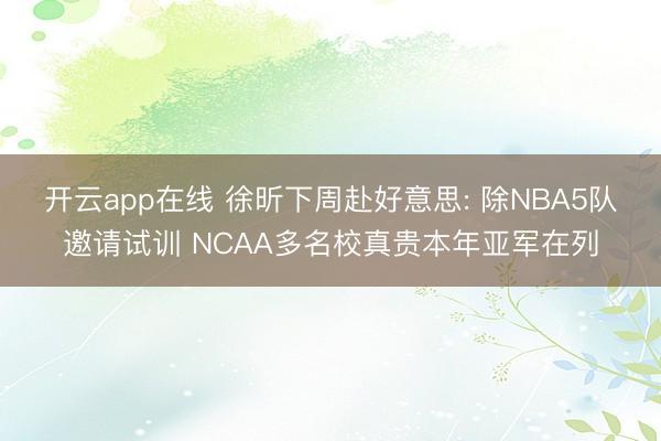 开云app在线 徐昕下周赴好意思: 除NBA5队邀请试训 NCAA多名校真贵本年亚军在列