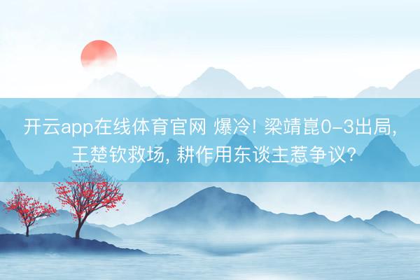开云app在线体育官网 爆冷! 梁靖崑0-3出局， 王楚钦救场， 耕作用东谈主惹争议?